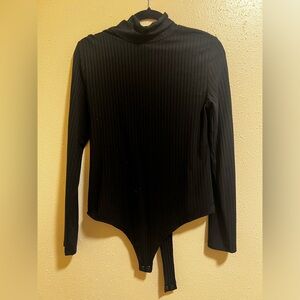 Banana Republic Women’s Black Mock Neck Long Sleeve Ribbed Bodysuit Size Large